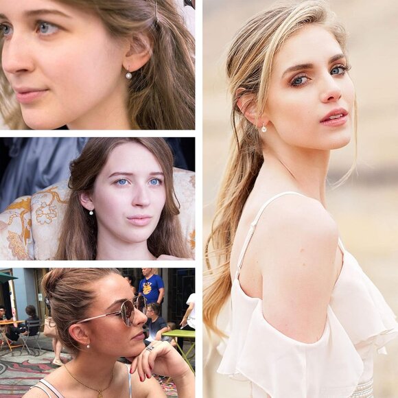 925 Sterling Silver Hoop Handpicked AAA+ Quality 7.5-8mm White Freshwater Cultur - Picture 6 of 6